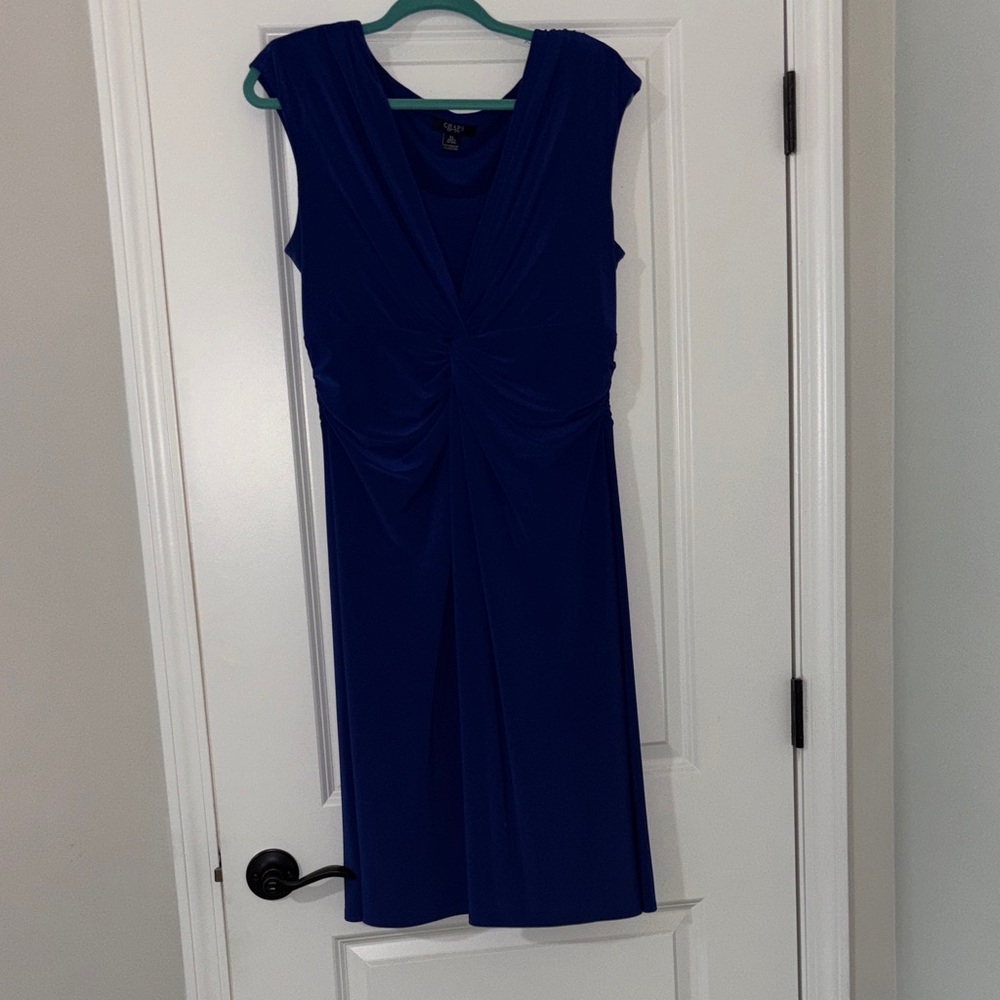 Chaps Royal Blue Gathered Midi Dress